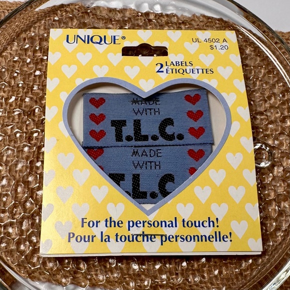 Vintage 80s/90s Made With T.L.C. Sewing Labels π Hearts β’ New Old Stock β’ - Picture 1 of 3